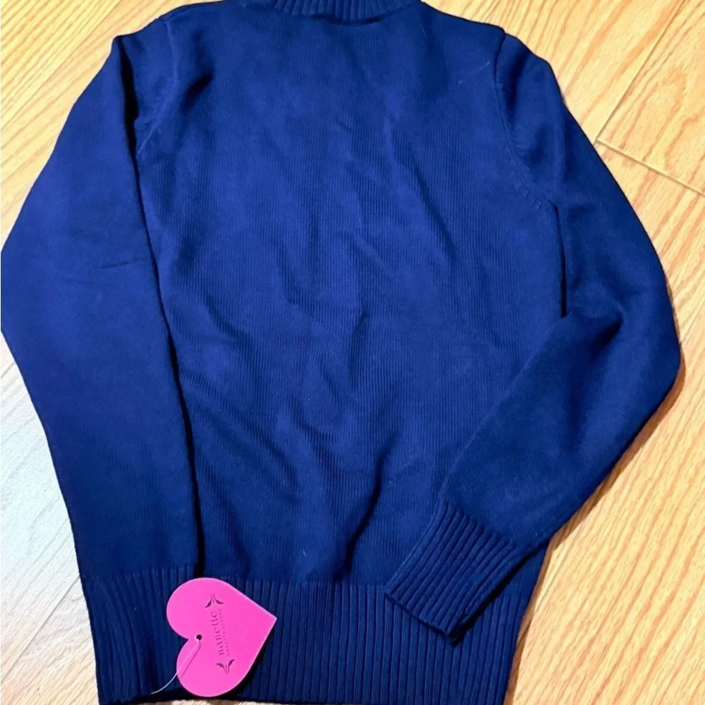 NWT Nanette Lepore red Je T'Aime heart crew neck pullover sweater ladies Small